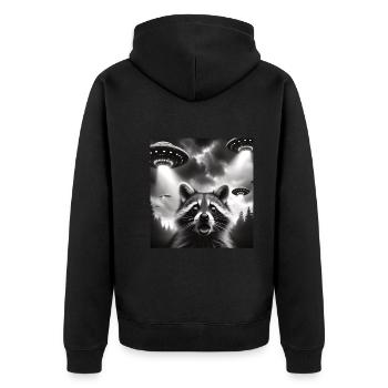 Waschbär - Unisex Premium Bio Zip Hoodie - Schwarz - Hinten - Nico (187cm)