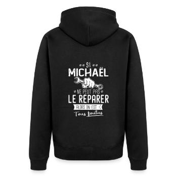 Si Michaël ne peut pas le réparer on est foutus - Veste à capuche bio Premium Unisexe - noir - Dos - Nico (187cm)