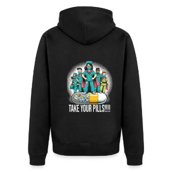 Altenpflegerin - Unisex Premium Bio Zip Hoodie - Schwarz - Hinten - Nico (187cm)