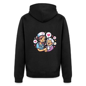 Geriatric nurse - Unisex Premium Organic Zip Hoodie - black - Back - Nico (187cm)