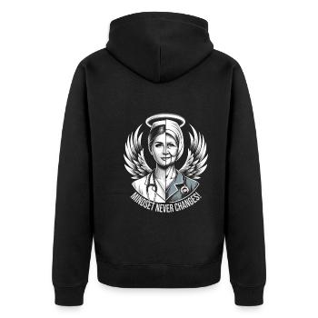 Geriatric nurse - Unisex Premium Organic Zip Hoodie - black - Back - Nico (187cm)
