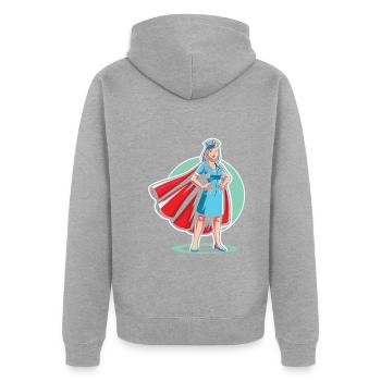 Altenpflegerin - Unisex Premium Bio Zip Hoodie - Grau meliert - Hinten - Nico (187cm)