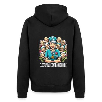 Geriatric nurse - Unisex Premium Organic Zip Hoodie - black - Back - Nico (187cm)
