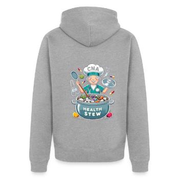 Altenpflegerin - Unisex Premium Bio Zip Hoodie - Grau meliert - Hinten - Nico (187cm)