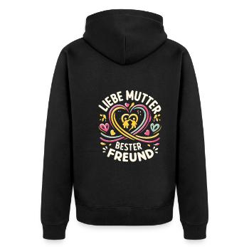 Muttertag - Unisex Premium Bio Zip Hoodie - Schwarz - Hinten - Nico (187cm)