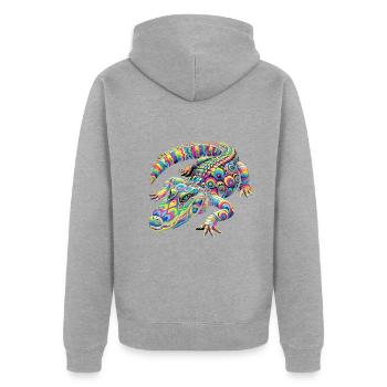 Hippie Festival - Veste à capuche bio Premium Unisexe - gris chiné - Dos - Nico (187cm)