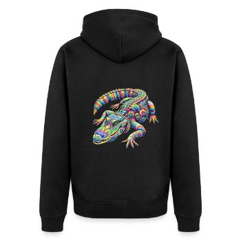 Hippie Festival - Unisex Premium Bio Zip Hoodie - Schwarz - Hinten - Nico (187cm)