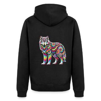 Hippie Festival - Unisex Premium Bio Zip Hoodie - Schwarz - Hinten - Nico (187cm)