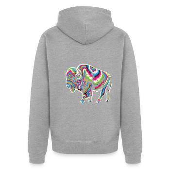 Hippie Festival - Veste à capuche bio Premium Unisexe - gris chiné - Dos - Nico (187cm)