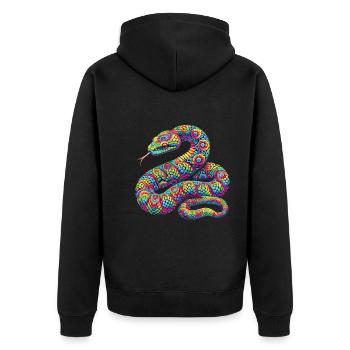 Hippie Festival - Unisex Premium Bio Zip Hoodie - Schwarz - Hinten - Nico (187cm)