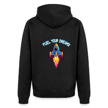 Rocket - Unisex Premium Organic Zip Hoodie - black - Back - Nico (187cm)