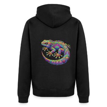 Hippie Festival - Unisex Premium Bio Zip Hoodie - Schwarz - Hinten - Nico (187cm)