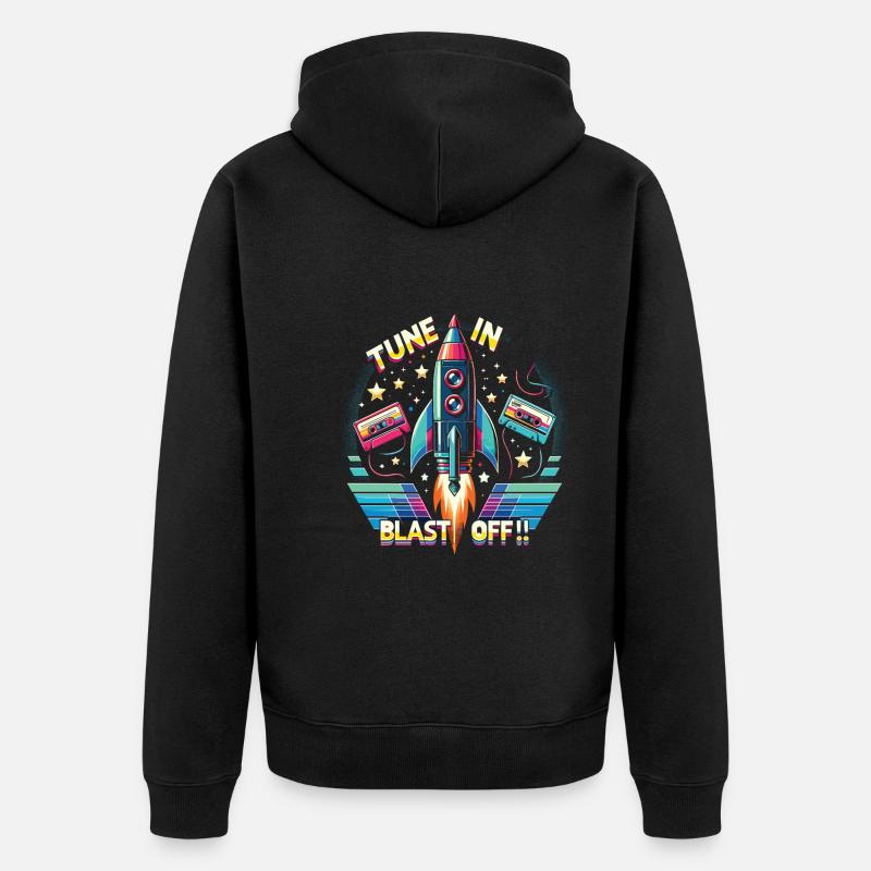 Rakete - Unisex Premium Bio Zip Hoodie - Schwarz
