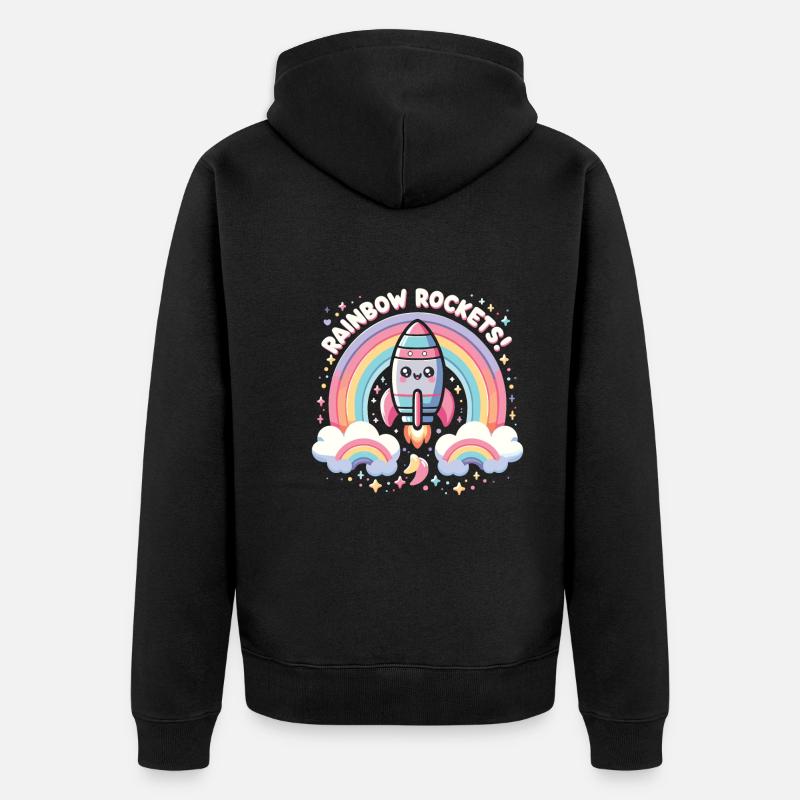 Rakete - Unisex Premium Bio Zip Hoodie - Schwarz