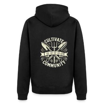 Garten - Unisex Premium Bio Zip Hoodie - Schwarz - Hinten - Nico (187cm)