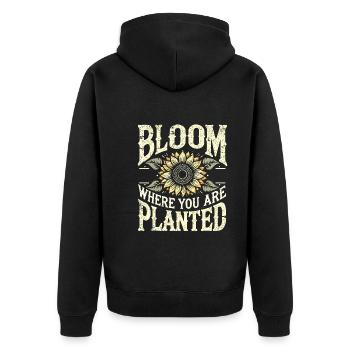 Garten - Unisex Premium Bio Zip Hoodie - Schwarz - Hinten - Nico (187cm)