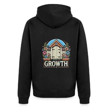 Garten - Unisex Premium Bio Zip Hoodie - Schwarz - Hinten - Nico (187cm)