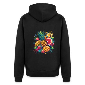 Früchtchen - Unisex Premium Bio Zip Hoodie - Schwarz - Hinten - Nico (187cm)