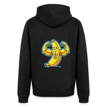 Früchtchen - Unisex Premium Bio Zip Hoodie - Schwarz - Hinten - Nico (187cm)