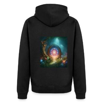 Märchen - Unisex Premium Bio Zip Hoodie - Schwarz - Hinten - Nico (187cm)