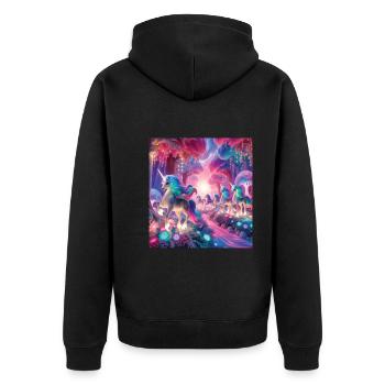 Märchen - Unisex Premium Bio Zip Hoodie - Schwarz - Hinten - Nico (187cm)