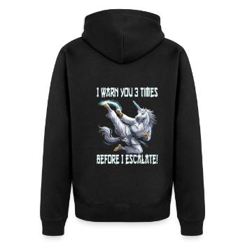 Kampfsport - Unisex Premium Bio Zip Hoodie - Schwarz - Hinten - Nico (187cm)