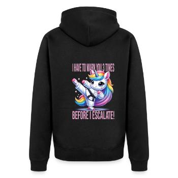 Kampfsport - Unisex Premium Bio Zip Hoodie - Schwarz - Hinten - Nico (187cm)