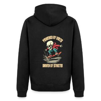 E Skateboard - Unisex Premium Organic Zip Hoodie - black - Back - Nico (187cm)