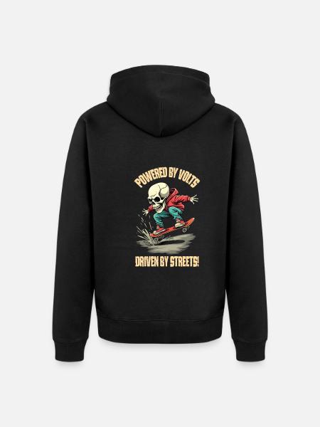 E Skateboard - Unisex Premium Organic Zip Hoodie - black