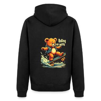 E Skateboard - Unisex Premium Organic Zip Hoodie - black - Back - Nico (187cm)