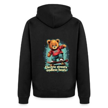 E Skateboard - Unisex Premium Organic Zip Hoodie - black - Back - Nico (187cm)