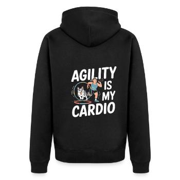 Agility - Unisex Premium Organic Zip Hoodie - black - Back - Nico (187cm)