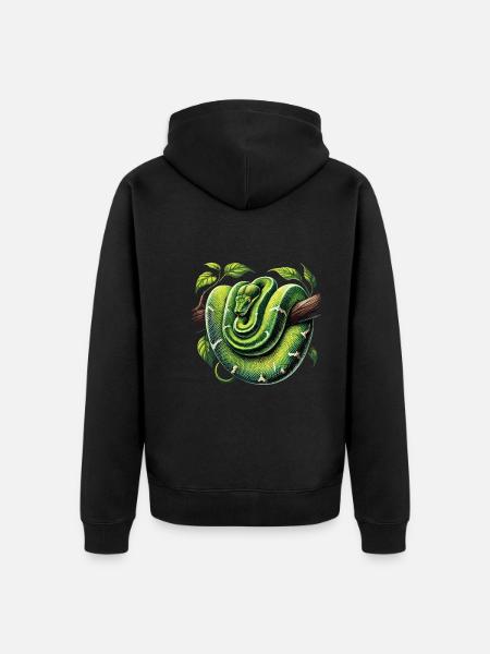 Wąż - Ekologiczna rozpinana bluza z kapturem Premium unisex - czarny