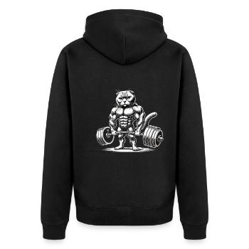 Katze - Unisex Premium Bio Zip Hoodie - Schwarz - Hinten - Nico (187cm)
