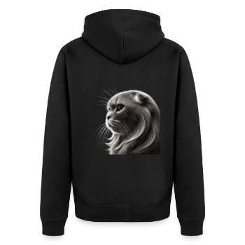 Katze - Unisex Premium Bio Zip Hoodie - Schwarz - Hinten - Nico (187cm)