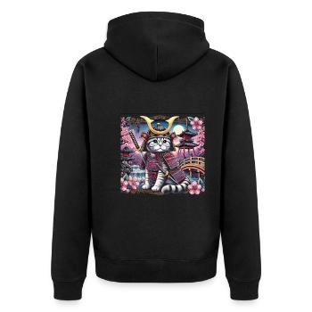 Katze - Unisex Premium Bio Zip Hoodie - Schwarz - Hinten - Nico (187cm)