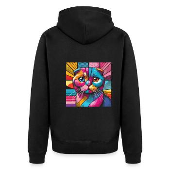 Katze - Unisex Premium Bio Zip Hoodie - Schwarz - Hinten - Nico (187cm)
