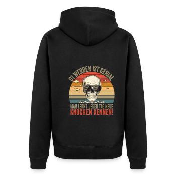 61st Birthday - Unisex Premium Organic Zip Hoodie - black - Back - Nico (187cm)
