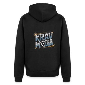 Krav Maga - Unisex Premium Bio Zip Hoodie - Schwarz - Hinten - Nico (187cm)