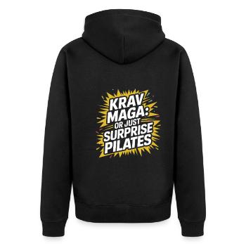 Krav Maga - Unisex Premium Bio Zip Hoodie - Schwarz - Hinten - Nico (187cm)
