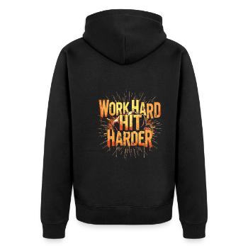 Krav Maga - Unisex Premium Bio Zip Hoodie - Schwarz - Hinten - Nico (187cm)