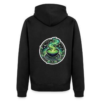 Matcha - Unisex Premium Organic Zip Hoodie - black - Back - Nico (187cm)