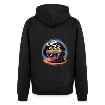 Matcha - Unisex Premium Organic Zip Hoodie - black - Back - Nico (187cm)