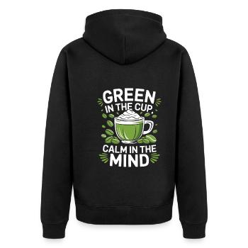 Matcha - Unisex Premium Organic Zip Hoodie - black - Back - Nico (187cm)
