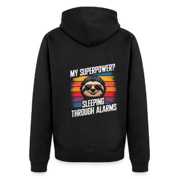 Bürohumor - Unisex Premium Bio Zip Hoodie - Schwarz - Hinten - Nico (187cm)