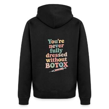 Kosmetikerin - Unisex Premium Bio Zip Hoodie - Schwarz - Hinten - Nico (187cm)