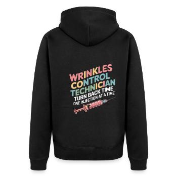 Kosmetikerin - Unisex Premium Bio Zip Hoodie - Schwarz - Hinten - Nico (187cm)