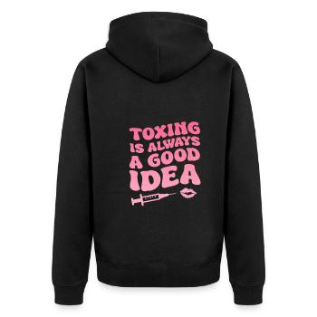 Kosmetikerin - Unisex Premium Bio Zip Hoodie - Schwarz - Hinten - Nico (187cm)