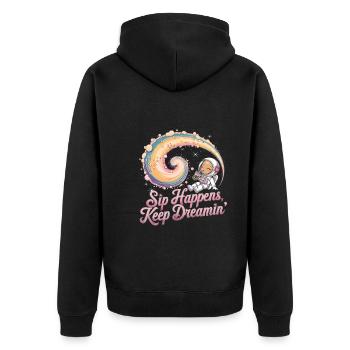 K pop und bubble Tea - Unisex Premium Bio Zip Hoodie - Schwarz - Hinten - Nico (187cm)