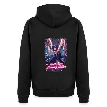 K pop und bubble Tea - Unisex Premium Bio Zip Hoodie - Schwarz - Hinten - Nico (187cm)